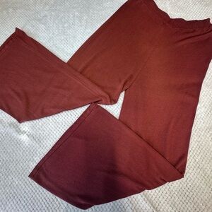NWT Italian Viscose Blend Rust Cobblestone Living Wide-Leg Sweater Pants